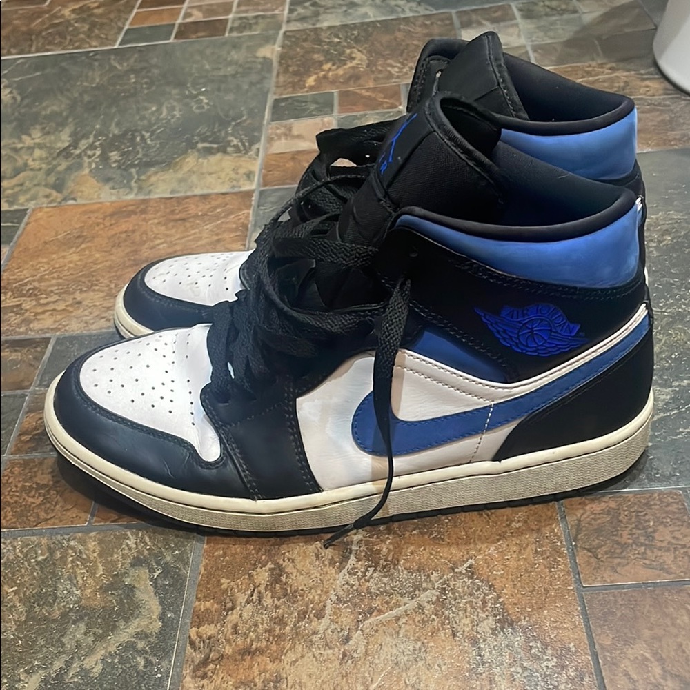 Jordan Black and Blue High-Top Sneakers